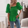 thumbnail image 6 of LYXSSBYX Womens Shirts Plus Size Clearance Women Fashion Solid Color Square Collar Ruffled T-shirt Tops Short Sleeve Loose Blouse, 6 of 8