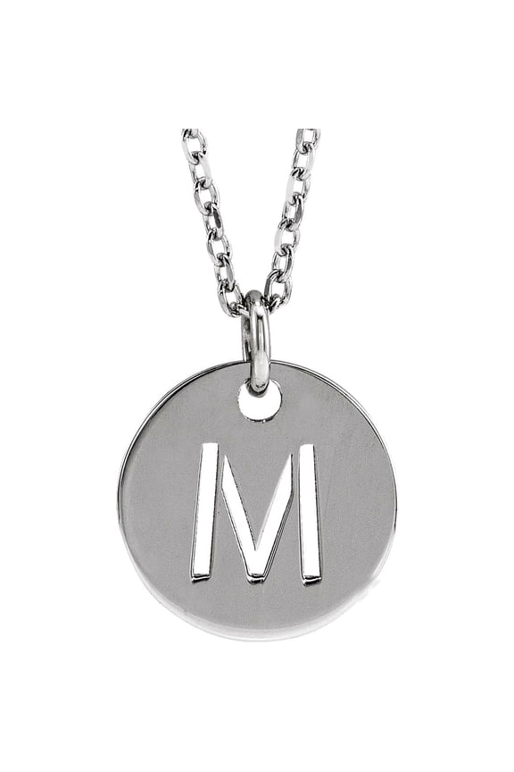 925 Sterling Silver Letter Name Personalized Monogram Initial M 10mm 16-18 Inch Polished Initial Dangle Necklace Pendant