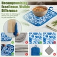 thumbnail image 2 of Howayme Ribbed Cotton Pot Holders 2-Pack Set, Blue and White Flower Printed, Heat Resistant Soft Silicone Pot Holders for Kitchen, Non-Slip Hot Pads with Hanging Loop for Housewarming Gift, 7"x9", 2 of 5