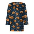 thumbnail image 4 of Camiseta de mujer con estampado de Halloween, manga 3/4, para uso diario, fin de semana, básica, cuello redondo, top regular, 4 of 5