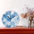 thumbnail image 2 of Blue Plaids Rabbits Easter Round Wall Clock Silent Analog Battery Operated Black Pointer Home Decor 9.84" Diameter, 2 of 11