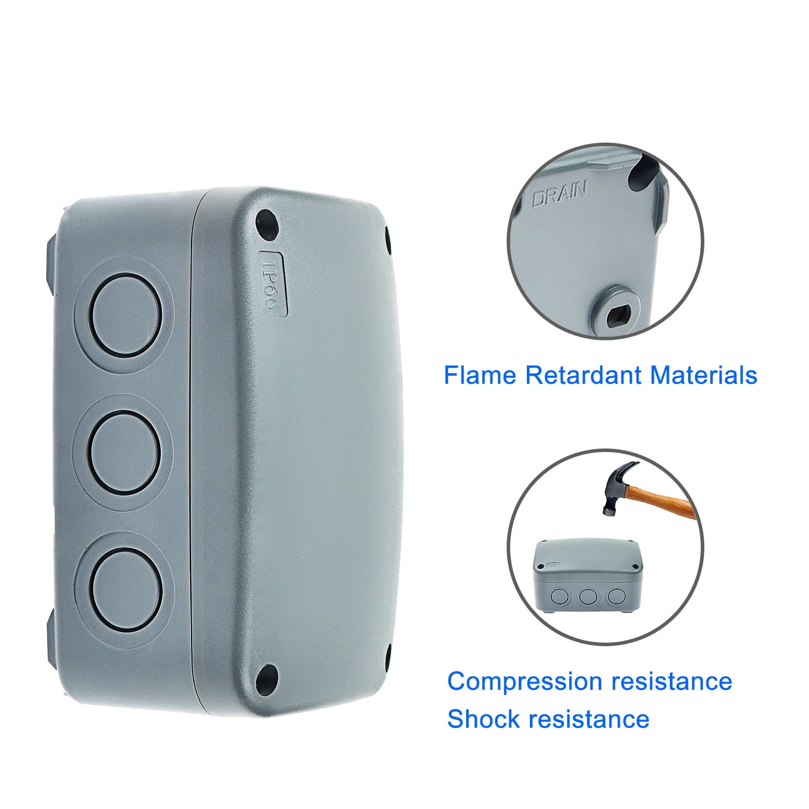 4 Packs IP66 Waterproof Enclosure Cable Case Power Junction Box 125 × 86 × 62mm