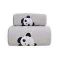 thumbnail image 2 of Hvmvliv Bath Towels Set 2-Piece Bear Embroidered Towel Set Soft Skin-Friendly Material, High Water Absorption, for Bathroom, Spa, Beach and Camping, Perfect Gift for Family and Friends Gray, 2 of 6