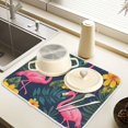 thumbnail image 2 of Yayeee Drying Mat for Kitchen Counter Dishes Microfiber Coffee Decorative Pad, Yellow Floral Flamingo, 2 of 9