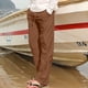 thumbnail image 1 of Pantalones largos para hombre, moda de verano, lisos, informales, con cintura elástica y bolsillos, 1 of 5
