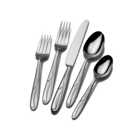 Stainless Steel Serveware Mikasa Cocoa Blossom 65-Piece Stainless Steel Flatware Set with Serveware, Service for 12 ()