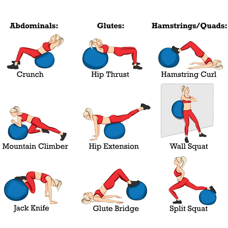 Anti Burst and Slip Resistant Exercise Ball Yoga Ball Fitness Ball Birthing Ball with Quick Pump