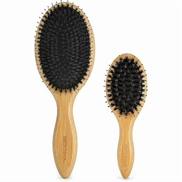 wonima11 Hair Brush (Regular & Small), Boar Bristle Hair Brushes for Women Men Kids Thick Fine Curly Hair, Hairbrush for Detangling, Soften & Silky Shine