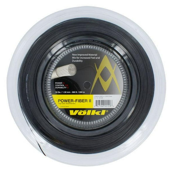 volkl v21026r power fiber ii 16g black reel tennis string