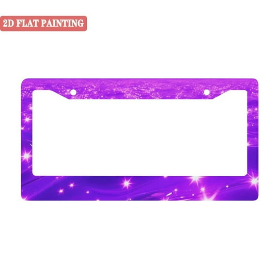 1PC Purple Star - Sparkle License Plate Frames with Mounting Accessories 6.3x12.2inch(16x31cm)