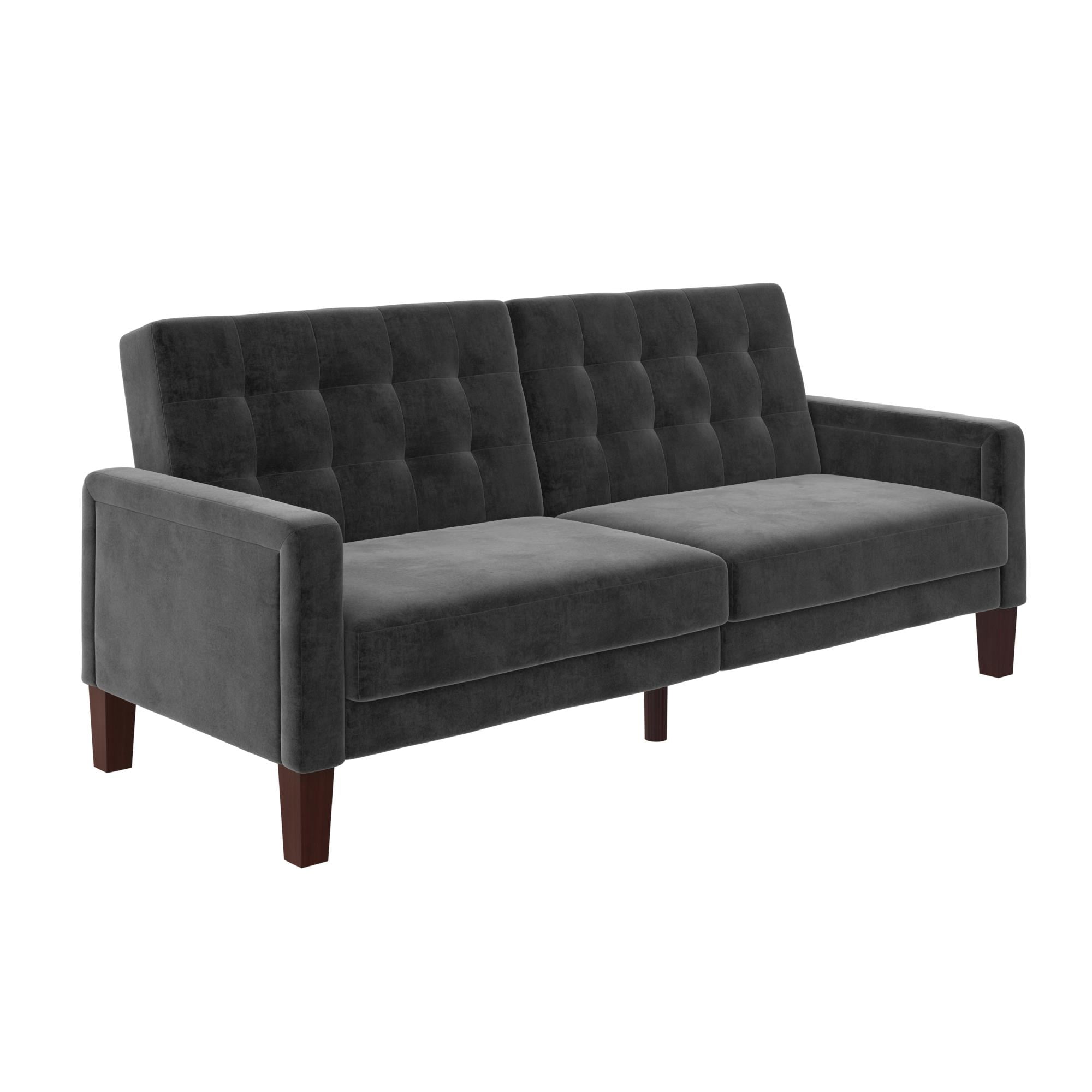 Better Homes Gardens Porter Fabric Tufted Futon Gray Velvet