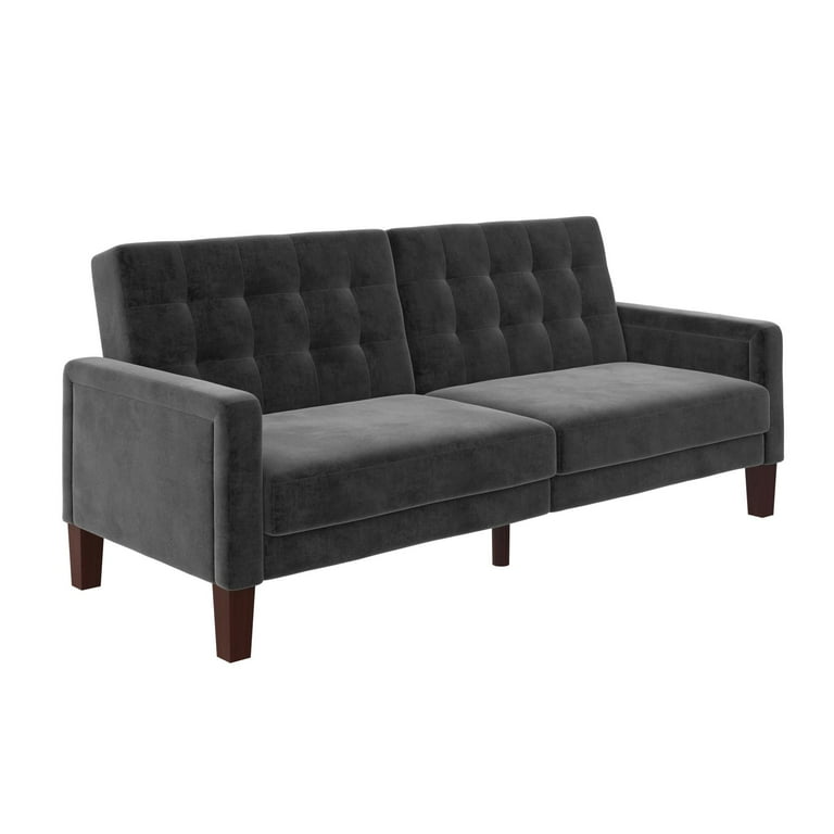 Better Homes Gardens Porter Fabric Tufted Futon Gray Velvet