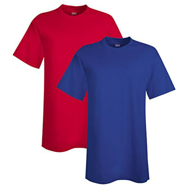 Hanes Men's Tall Beefy-T Pack of 2, 3XLT, 1 Deep Red / 1 Deep Royal ...