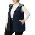 thumbnail image 4 of Agnes Orinda Women's Plus Size Fall Zipper Up Denim Sleeveless Hoodie Jacket, 4 of 6