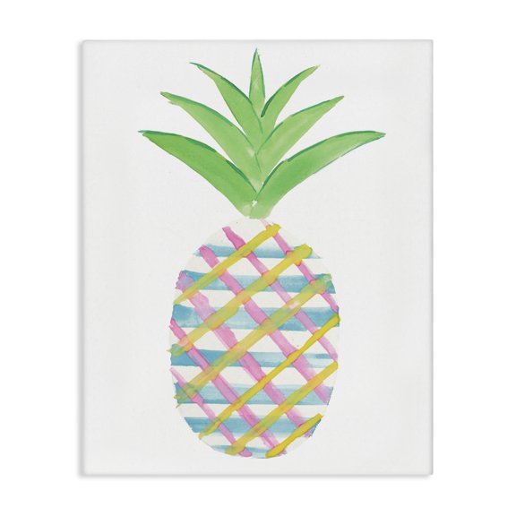 Stupell Industries Eclectic Plaid Pineapple Fruit Canvas Art, 16 x 20, by Julie DeRice
