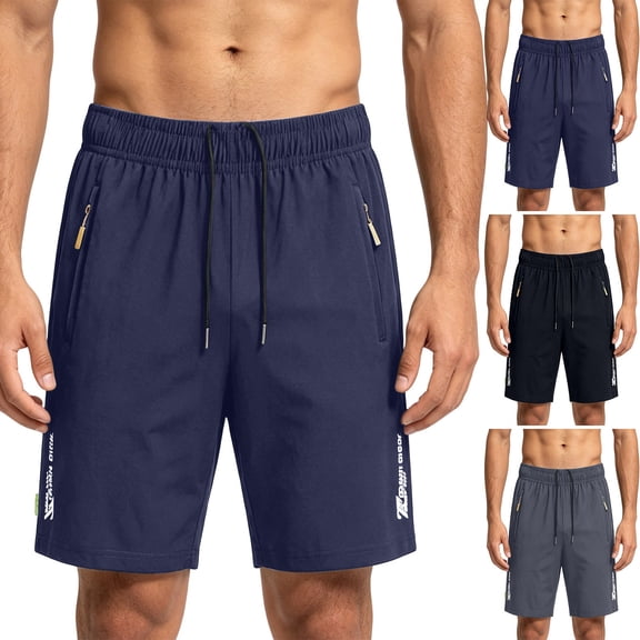 Thousandth Plus Size Shorts for Men Moisture Wicking Summer Athletic Shorts Workout Running Gym Quick Dry Shorts with Zipper Pockets Lightweight Beach Pants