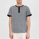 thumbnail image 1 of Tops para hombre, blusas y camisas de manga corta con cuello redondo para hombre, blusas casuales de moda para hombre con cuello redondo, medio botón, manga corta, blusas de poliéster para hombre, 1 of 7