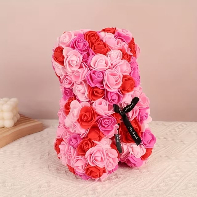 1 encantador oso rosa colorido de 9,84 pulgadas | Flores artificiales de espuma for el día de San Valentín, día de la madre, aniversarios y bodas, ideal for decoración del hogar, exhibidores de mesa