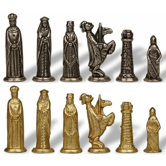 Small Medieval Theme Metal Chess Set by Italfama