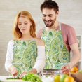 thumbnail image 3 of Green Ethnic Paisley Pattern Apron-Garden Aprons for Women with Pockets-Cotton Linen Waterproof Kitchen Cooking Gardening Aprons Adjustable for Kitchen,Cooking,BBQ and Salon 33x27 Inch, 3 of 7