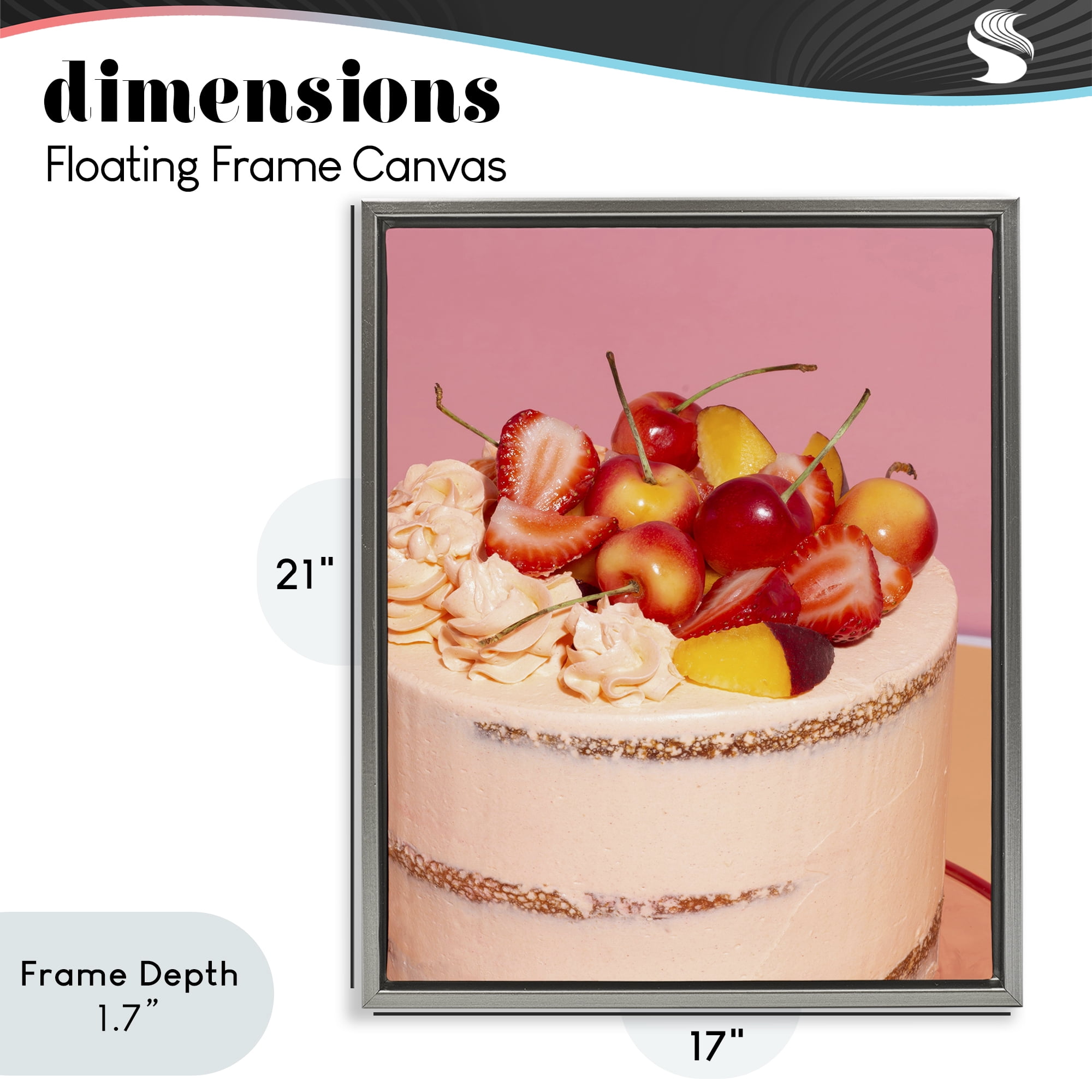 Stupell Industries Strawberry Fruit Cake Gray Framed Floater Canvas Wall Art, design by LISH Creative