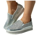 thumbnail image 3 of YLYL Women's Rhinestones Platform Loafer Comfort Round Wide Toe Slip on Sparkle Non-Slip Fashion Walking Shoes, 3 of 6