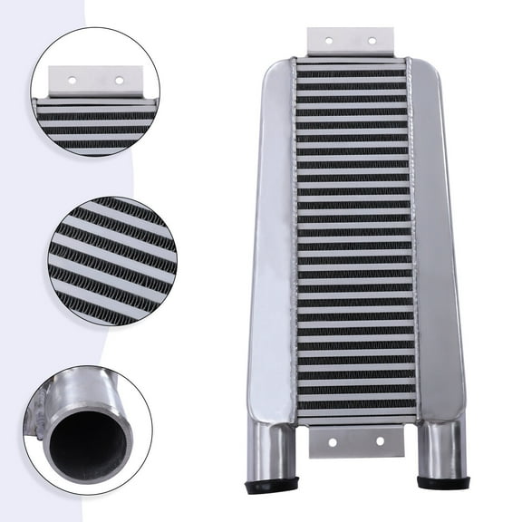 Miumaeov Universal Aluminum Intercooler 2.5" Inlet&Outlet Same One Side Front Mount Turbo Intercooler 24"x11"x3"