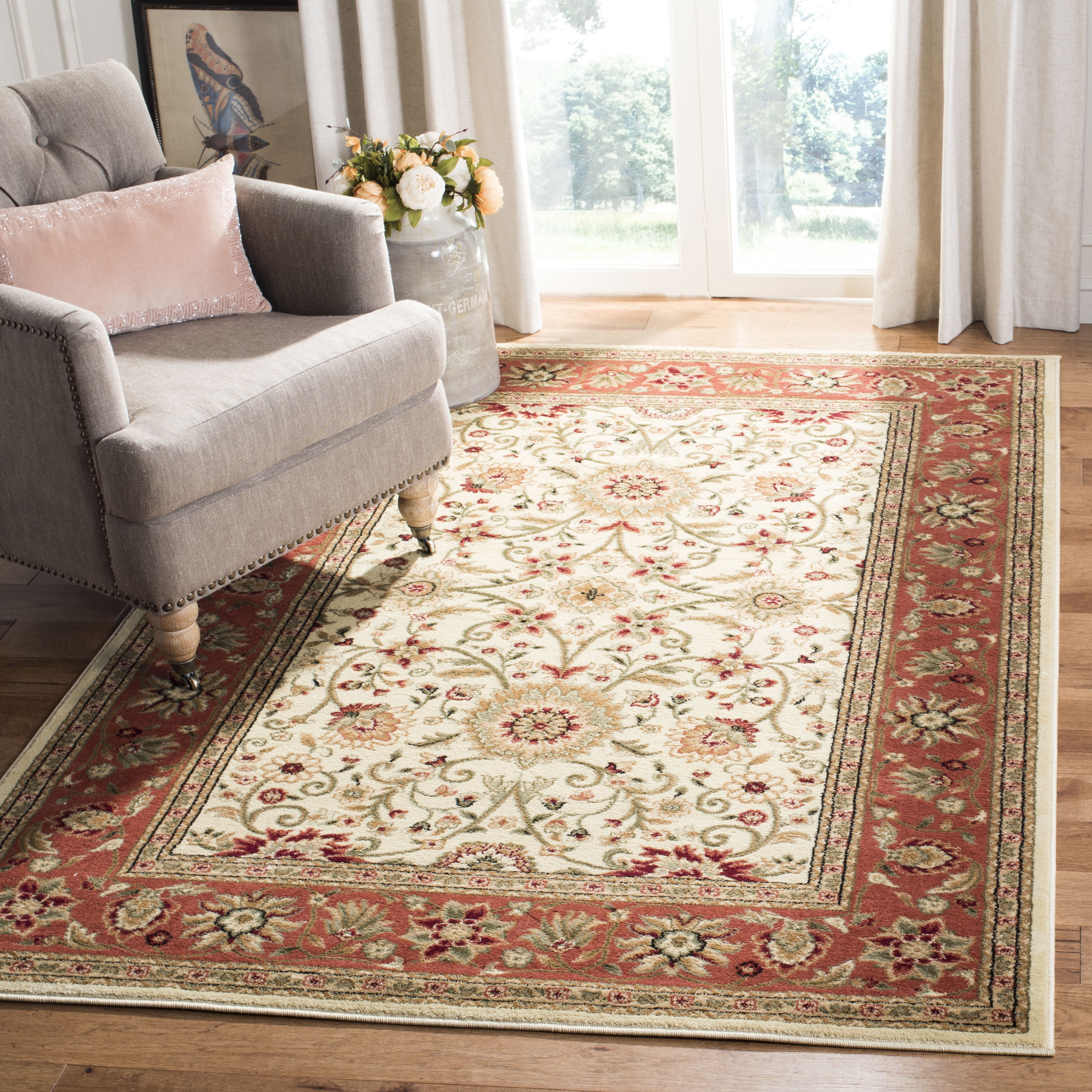 Safavieh Lyndhurst Victoria Floral Area Rug, Ivory/Rust, 6' x 8'