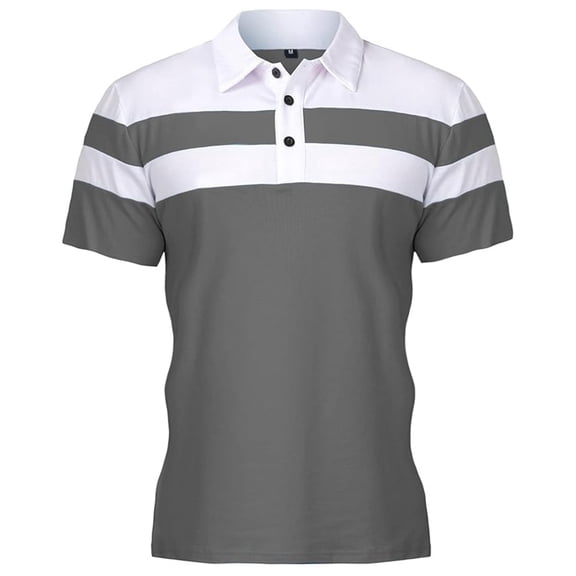Polo Shirts for Men Striped Business Performance Comfortable Breathable Casual Short Sleeve Mens Dress Shirts