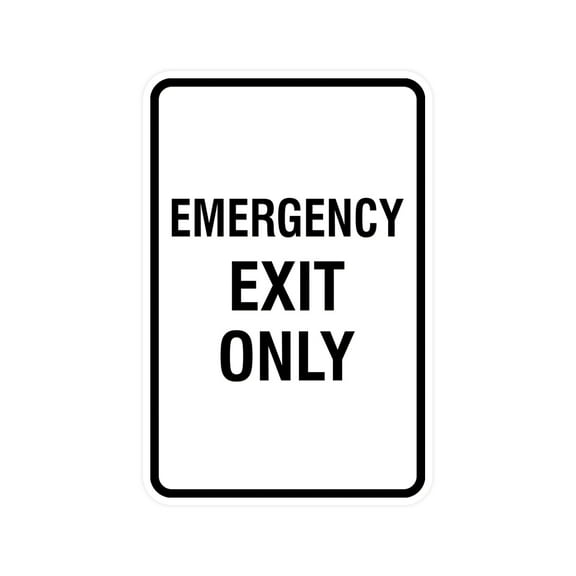 Portrait Round Emergency Exit Only Sign (White) - Large 6" x 8"