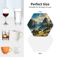 thumbnail image 6 of Zufioo Valley River Dinosaur Print Leather Coaster Set, Decorative PVC Coasters 4-pack - Scald and Stain-resistant, Suitable for Home, Cafes, Restaurants-Hexagon, 6 of 6