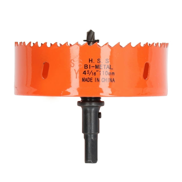 Sierra de corona bimetálica HSS con eje resistente para tableros de cornhole, madera, PVC, metal, piezas de taladro eléctrico de 4 5/16 pulgadas (110 mm)