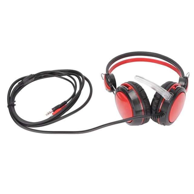 Auriculares para juegos con cancelación de ruido estéreo ergonómicos con cable para juegos de computadora con micrófono para PC rojo