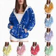 thumbnail image 2 of Towmus Womens Zip Up Hooded Sweatshirts Graphic Printed Casual Long Sleeve Pullover Top Loose Fit with Pockets for Fall Winter, 2 of 6
