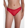 thumbnail image 2 of Joyspun Women's Sheer Lace Thong Panties, 3-Pair Set, Terracotta/Red/Black, Size L, 2 of 7