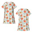 thumbnail image 5 of Salouo Peach Print Short Sleeve Sleepshirt for Womens Comfy Nightgown Scoopneck Cute Nightdress Ruffle -3X-Large, 5 of 7