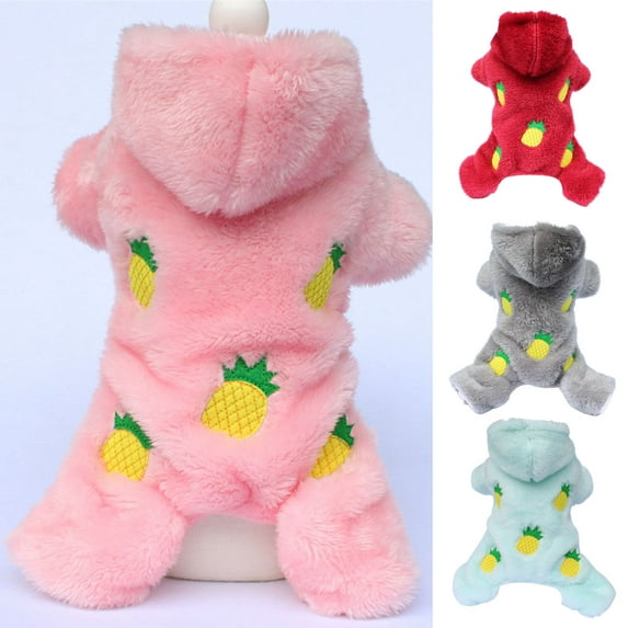 Dog Pajamas Hooded All Matched Flannel Plush Pet Outfit Onesie Coat Winter Supplies
