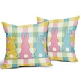 thumbnail image 2 of ABSOP Spring Easter Pillow Covers 20x20 Inch Set of 2 Colorful Bunny Buffalo Plaid Pillow Cases Outdoor Linen Square Cushion Cover for Bedroom Home Sofa Couch Bed, 2 of 7