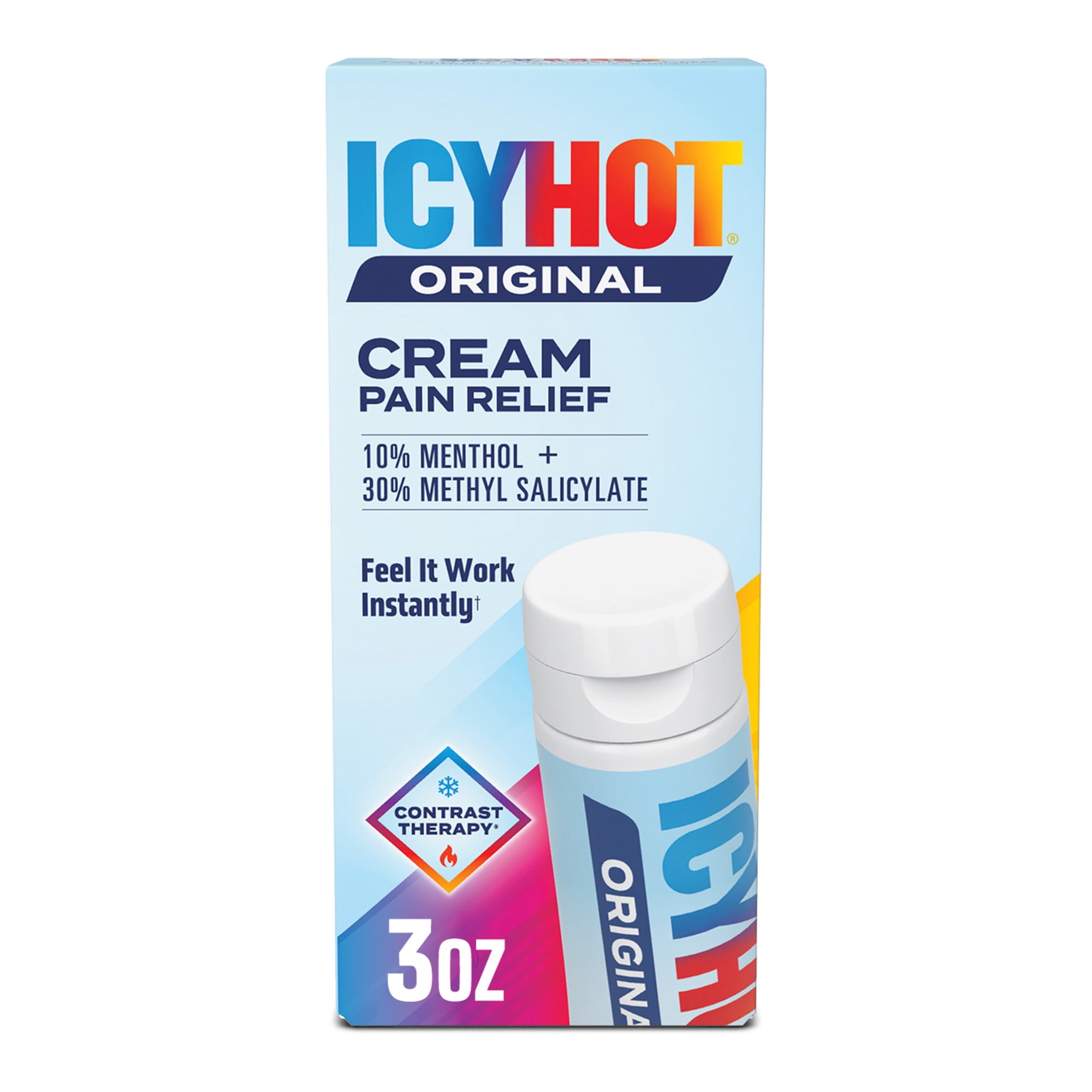 (4 pack) Icy Hot Original Pain Relief Cream, Fast-Acting Pain Relief With Menthol 10% and Methyl Salicylate 30%, Ice and Heat Contrast Therapy for Backaches, Joints, Muscle Strains and Arthritis, 3 oz