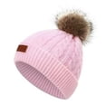 thumbnail image 1 of Mode Bébé Unisexe Automne Hiver Tricoté Bonnet Pompon Bonnets Épaissir Chaud Chapeaux, 1 of 10
