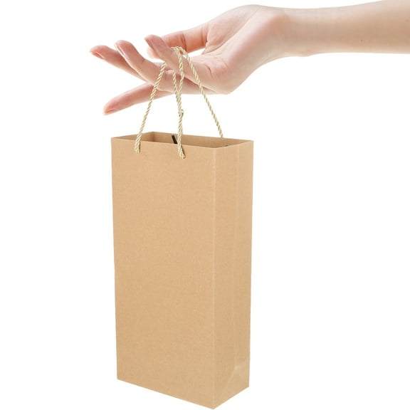 GOOHOCHY Light Brown Kraft Paper Wine Bags for Home Portable and to Hold Multiple Wine Bottles