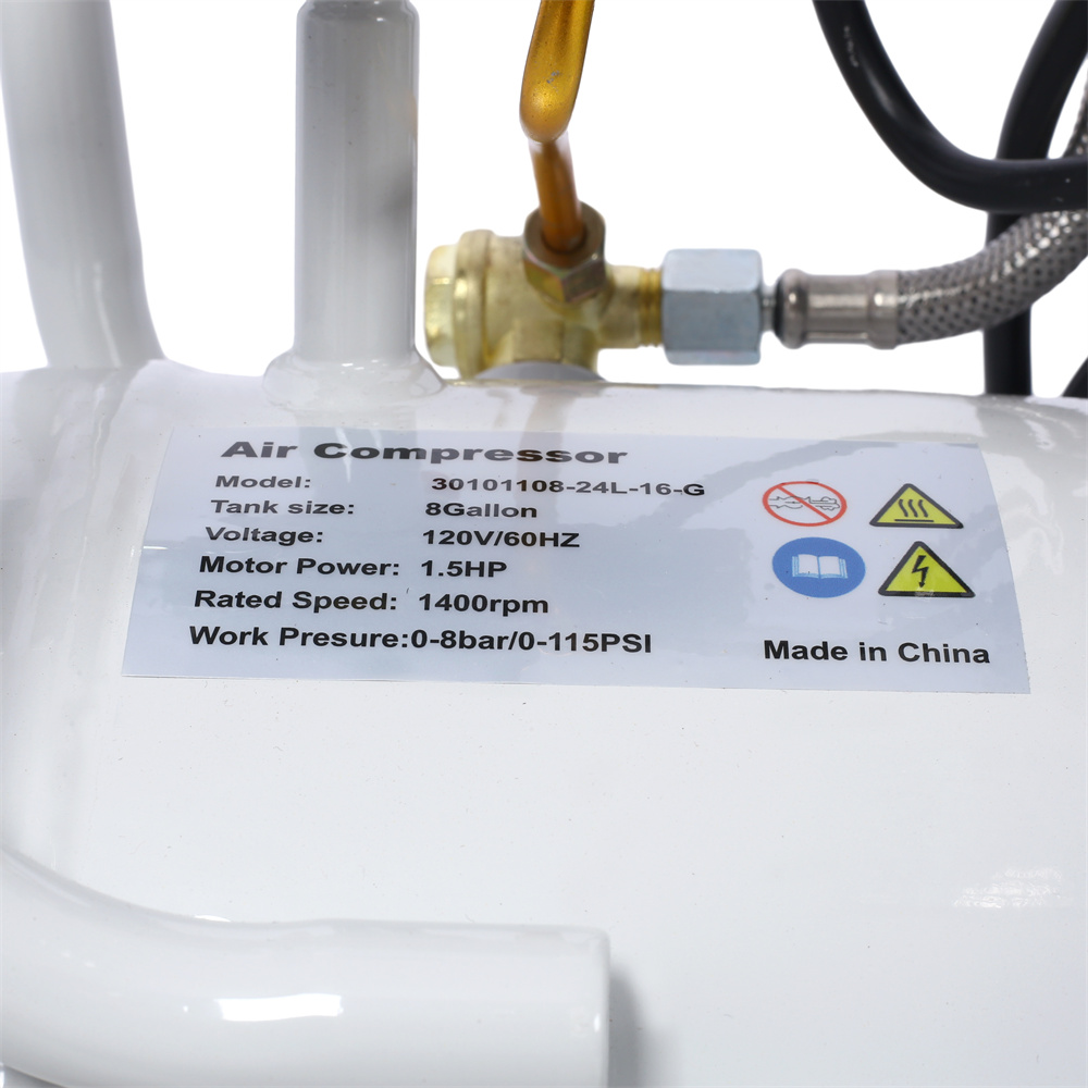 8 Gallon Ultra Quiet Air Compressor, 1.5HP, Max 115 PSI, 70dB Low Noise Oil-Free Air Compressor for Auto Repair, Bike Tires, Garage Spray Painting