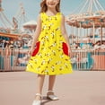 thumbnail image 2 of Beollynier Spring Summer Girls Printed Sleeveless Dress with Pockets - Round Neck A-Line Dress for Kids 3-14 Years - Ideal for Casual Outings Parties and Everyday Wear, 2 of 7