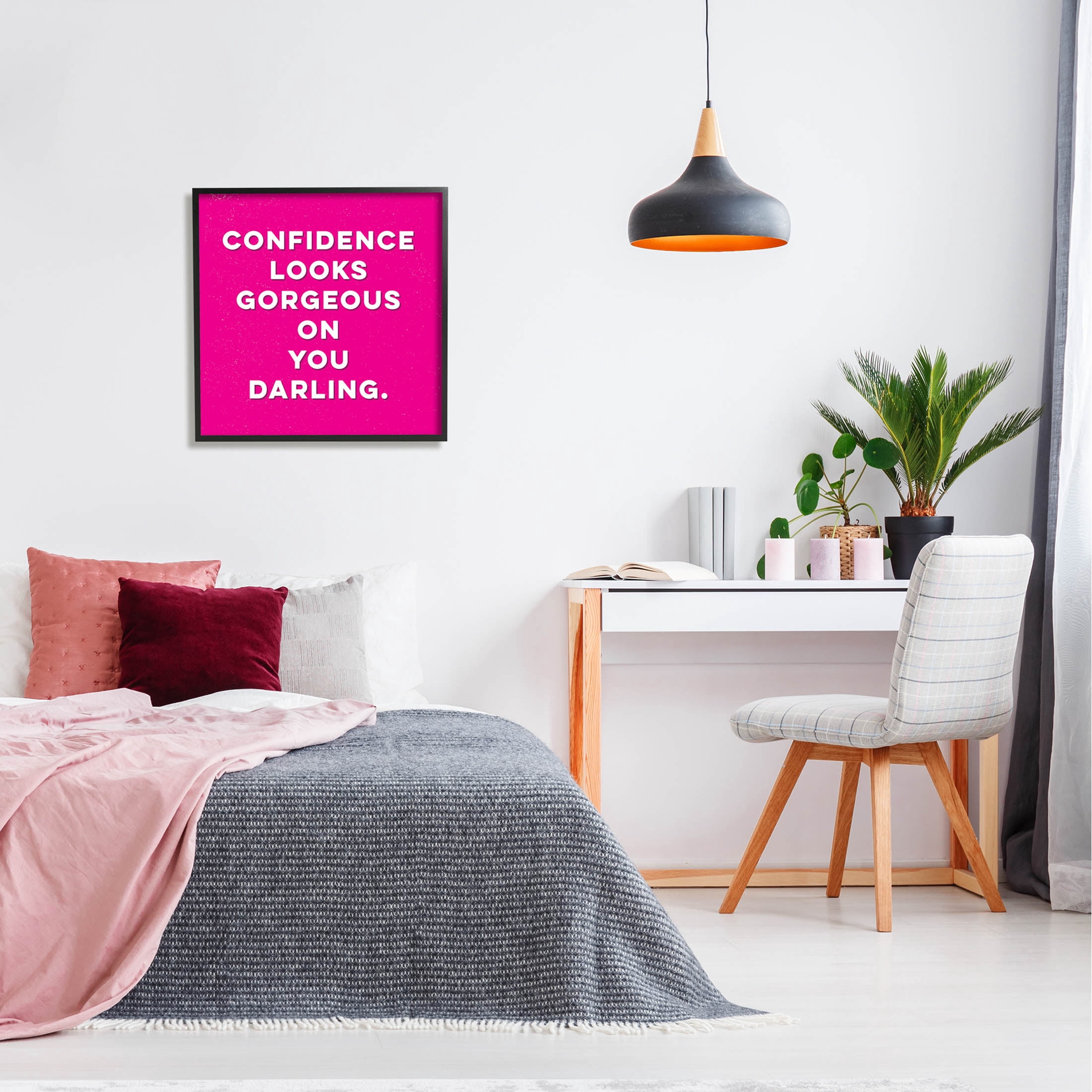 Stupell Industries Confidence Gorgeous On You Phrase Graphic Art Black Framed Art Print Wall Art, Design by K. Kaufman