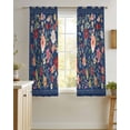 thumbnail image 4 of Navy Blue Flowers Sheer Curtains 39 Inch Length 2 Panels Set for Living Room/Bedroom, Spring Vintage Floral Leaves Farmhouse Kitchen Curtains Grommet Semi-Sheer Curtains Window Treatments 27.5"x39"x2, 4 of 7