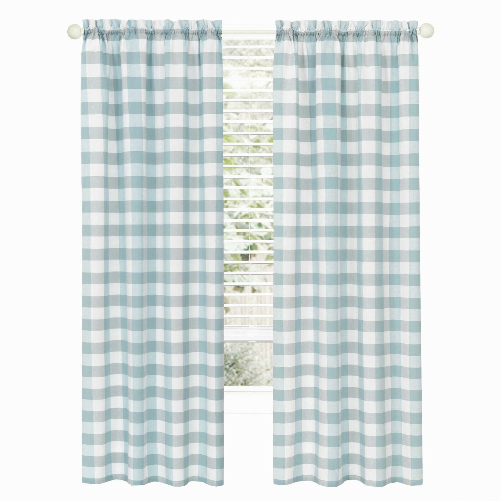 Modern Farmhouse 2 Piece Rod Pocket Large Buffalo Checkered Plaid Curtains - Assorted Colors & Sizes