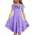thumbnail image 1 of Girls Toddler Dress Summer Double Layer Flutter Sleeve Flowy A Line Gradient Midi Dresses For Kid Infant size 10-11T, 1 of 7