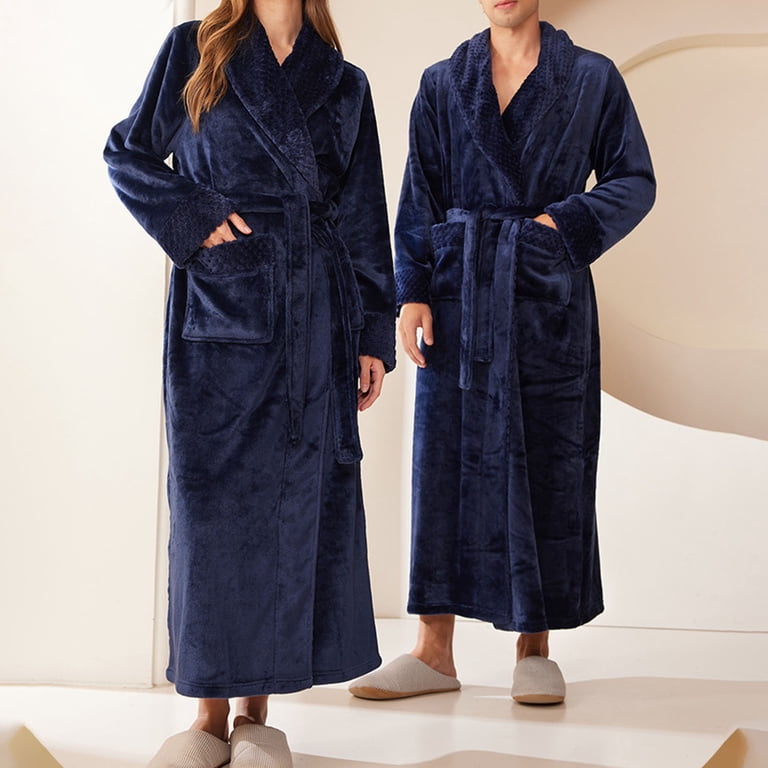 Joau Women's Long Fleece Robes Soft Plush Bathrobe Winter Warm Flannel  Nightgowns Long House Coat Luxury Dressing Gown with Pockets - Walmart.com