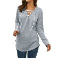 thumbnail image 1 of AMERTEER Haut Imprimé à Manches Longues Couleur Unie pour Femmes Rose m, 1 of 3