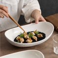 thumbnail image 3 of Plates Oval Ceramic Plates for Home Use, Hotel Restaurant Use, Japanese Style Salad Plates, Stone Pattern Deep Plates Dishes(Medium), 3 of 7